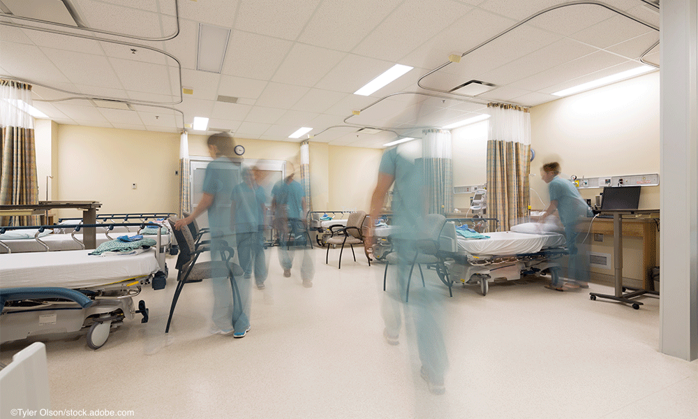 nurses faded hospital beds emergency room