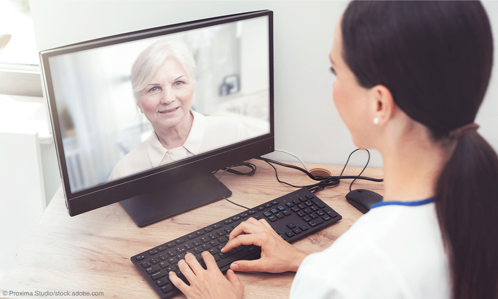 senior patient talking with doctor via telemedicine portal