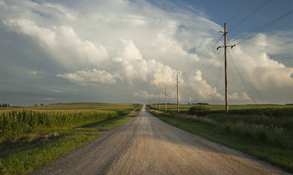 rural road with clouds