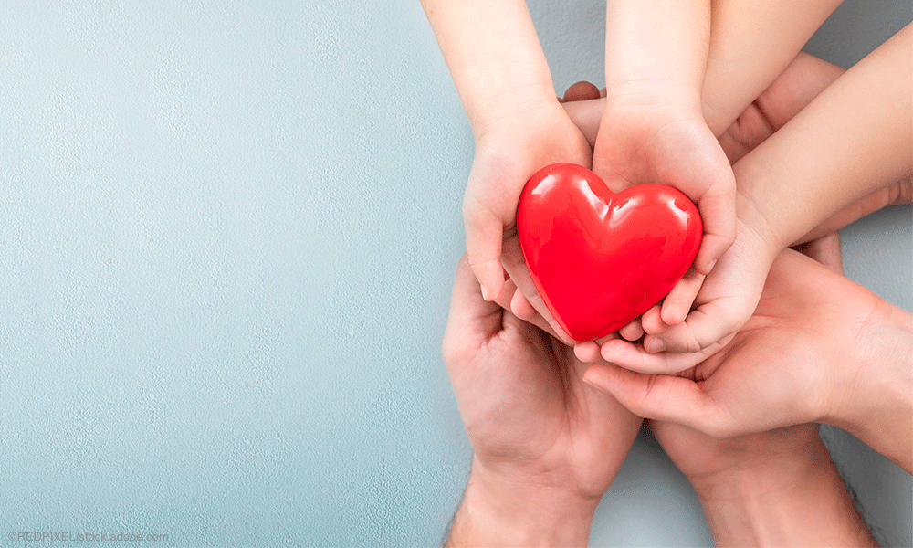Four pairs of hand hold a red heart | © REDPIXEL - stock.adobe.com