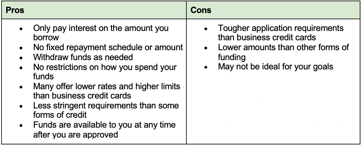 Pros and cons of a line of credit