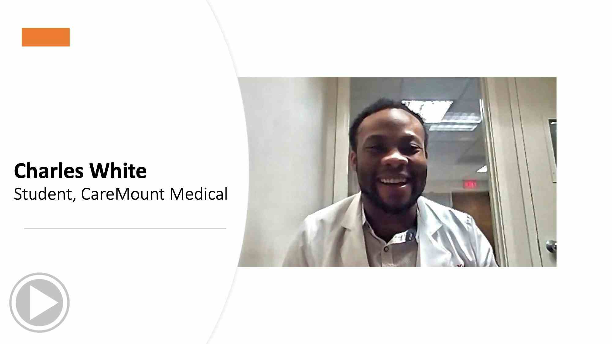 Medical student Charles White gives advice