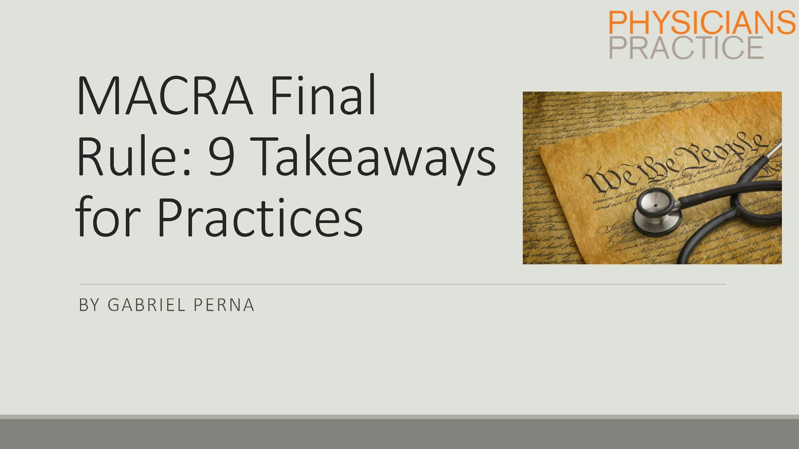 MACRA Final Rule: 9 Takeaways for Practices